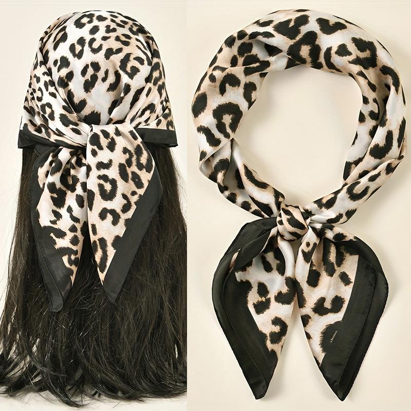 Luxury Leopard Print Square Scarf Women Soft Satin Hairband Neckerchief Tie Female Headband Foulard Mother's Day Gift