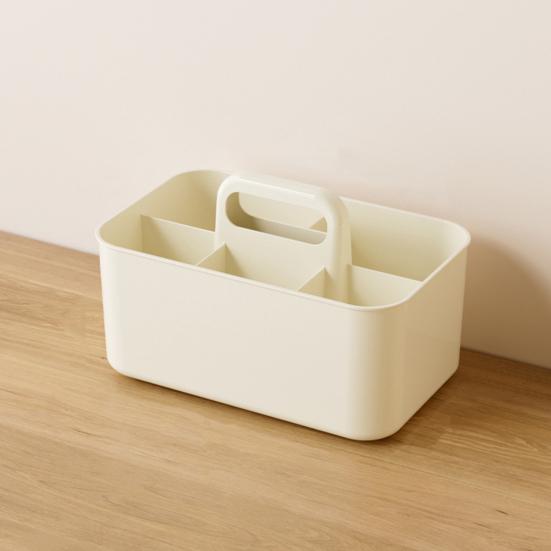 Storage Box Stackable Desk Organizer with Handle Large Capacity 5 Compartments Stationery Makeup Storage Holder