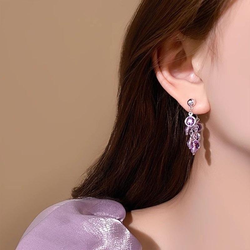 Sparkling Crystal Drop Earrings With Elegant Fringe Beads Dangle Hanging Earrings Fashion Statement Party Jewewlry Gifts