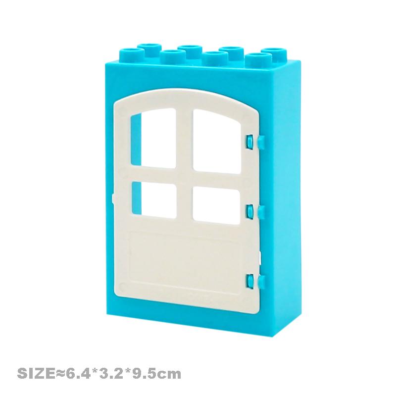 Große Bausteine Haus Zubehörteile Dach Fenster Wand Konstruktion Zusammenbauen Duplo Steine Lernspielzeug für Kinder Geschenk