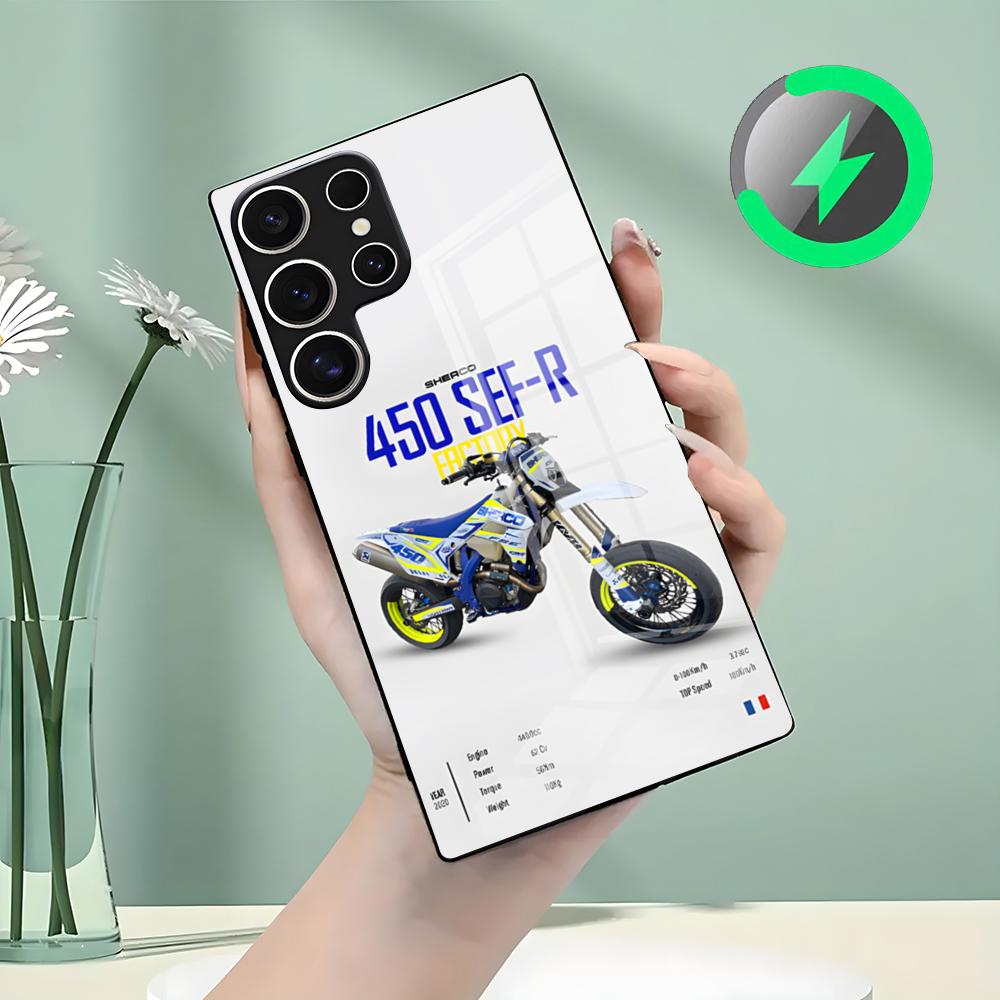 

Motorcycle S-ShercoS Phone Case For Samsung S26 S25 S24 S23 S22 S21 S20 Edge Ultra Plus FE For Magsafe Glass Case Galaxy S24 FE