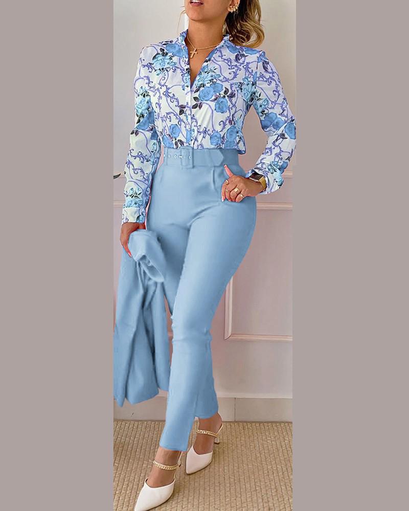 Spring Sweet Style Women's Polyester Long Sleeve Fashion Casual Set (No Jacket)
