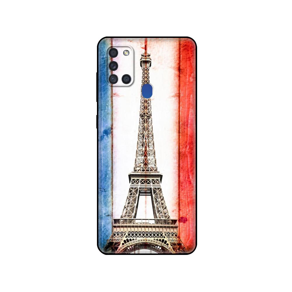 Black Tpu Case For Samsung Galaxy A50 50S A30S A10 A01 A11 A21S A31 A41 A51 A71 M21 M30S S10 LITE France Flag Paris Eiffel Tower