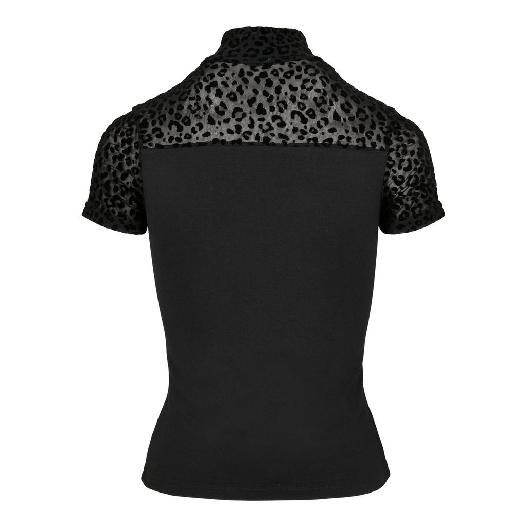 Urban Classics Womens/Ladies Animal Print Flocked Turtle Neck T-Shirt
