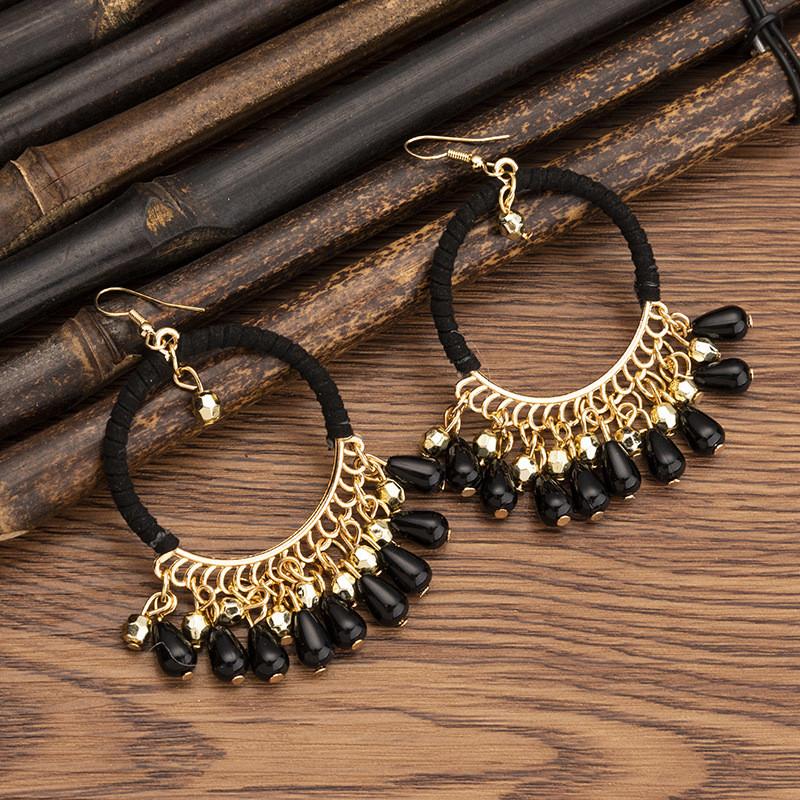 Pinkdudu Ethnic Style Rice Bead Tassel Bohemian Women Earrings Travel Accessories for Women PD2038