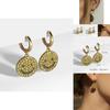 Unique European Style Geometric Gold Plated Smiley Face Drop Earrings
