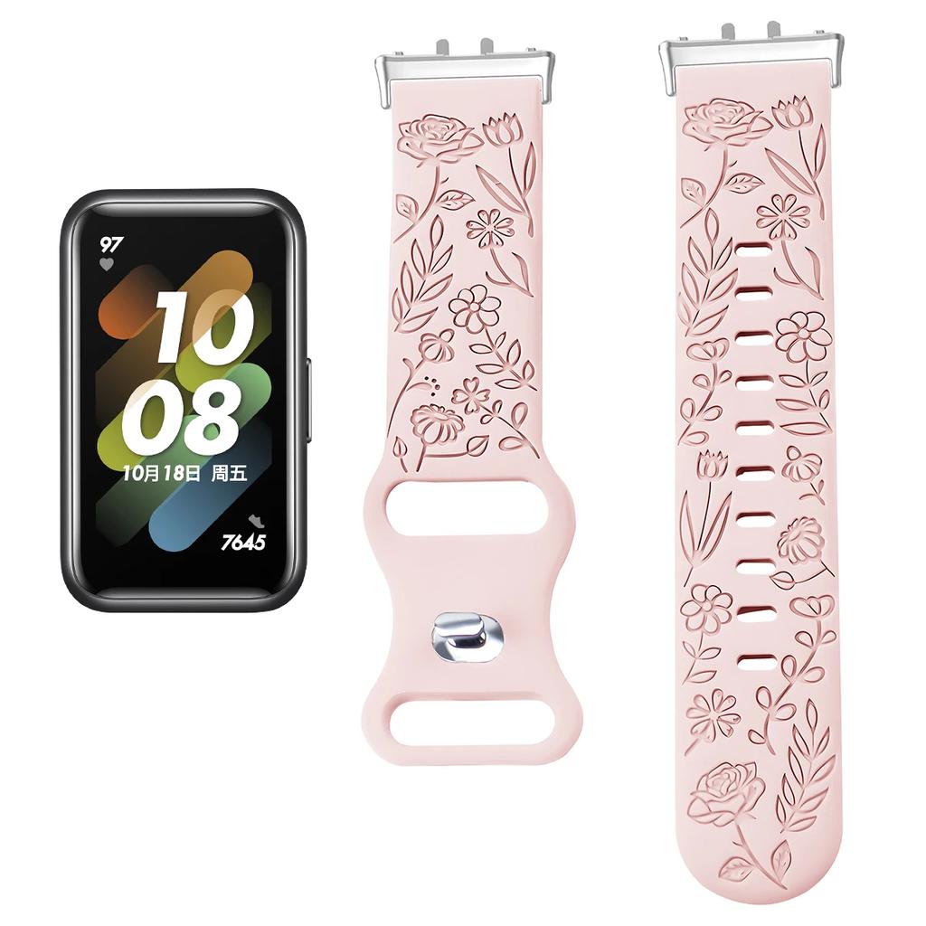 Prints Design Strap for Samsung Galaxy Fit 3 Watch Band Silicone Engraving Bracelet for Samsung Galaxy Fit 3 Floral Wristband