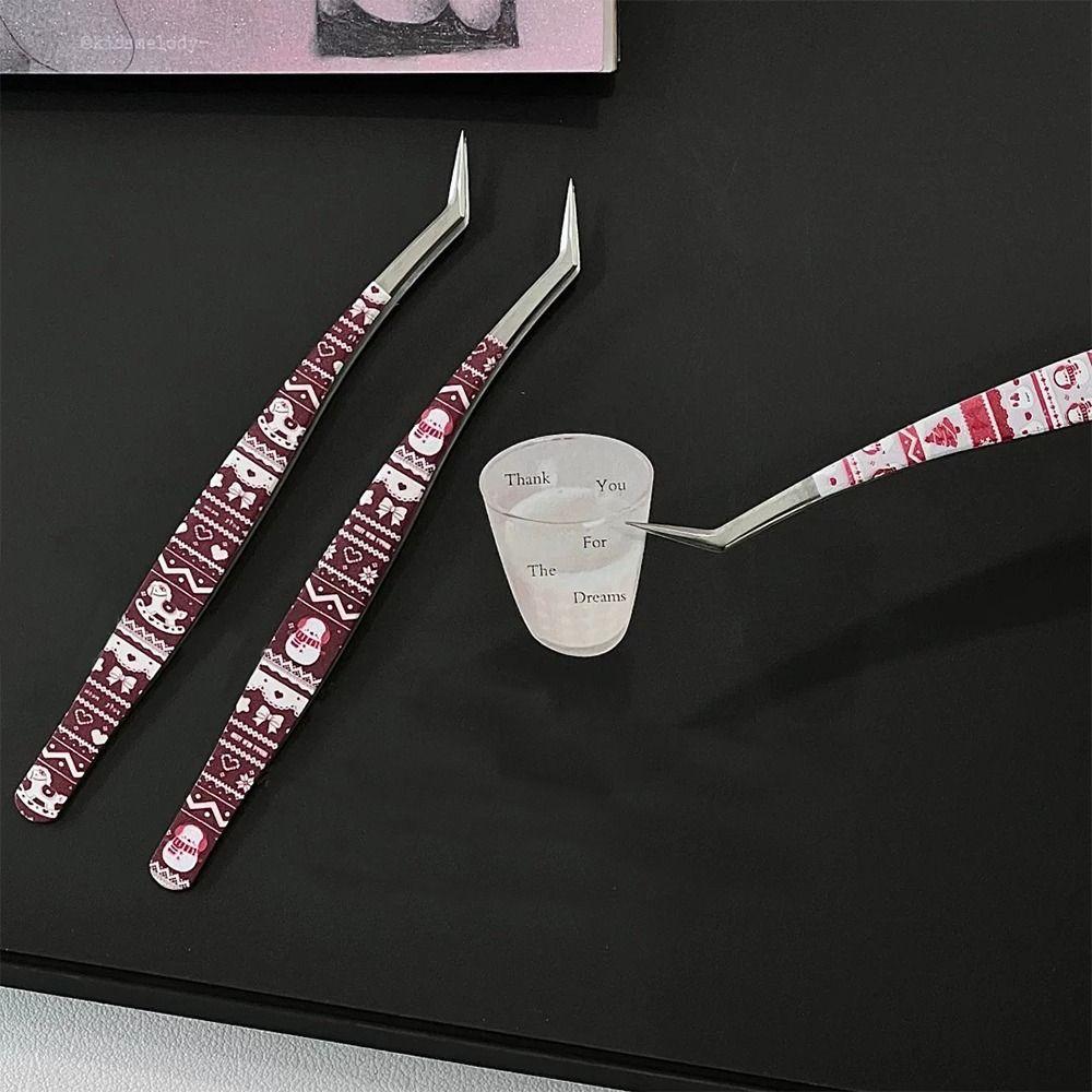 High Precision Curved Stickers Tweezers Anti-static Eyelash Curler  Miniature Scene Stickers