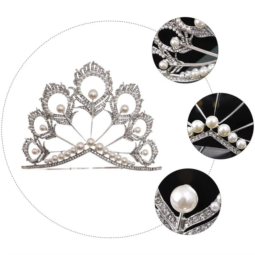 Head Accessories Crystal Pearl Headband Round Pearl Crown Jewelry Headpiece Miss Universe