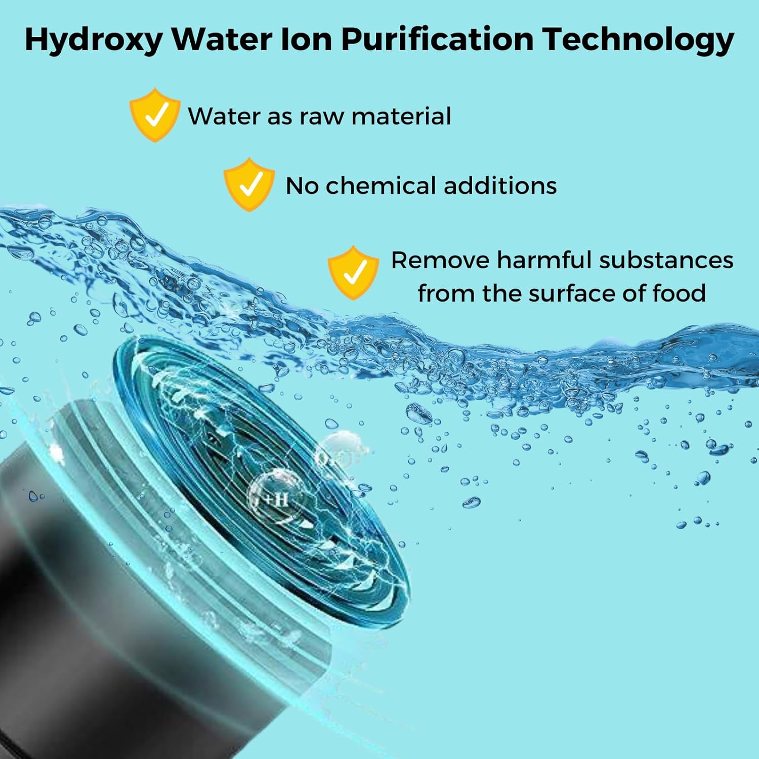 Fruits and Vegetable Washing Machine, Kitchen Fruit Cleaner Device in Water, Wireless Fruit Washer with OH-ion Purification Technology for Fruit,