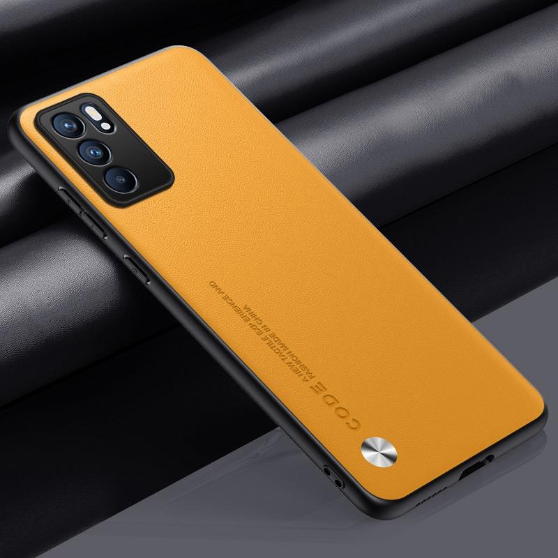 Luxury PU Leather Case For OPPO Reno 6 5G Back Cover Matte Silicone Shockproof Full Protection Phone Case For OPPO Reno6 5G