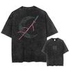 T-Shirt Cotton Harajuku Style Cotton Washed Retro Loose Mu Team Casual Men'S Animation Ghost Annihilation Blade Black Death
