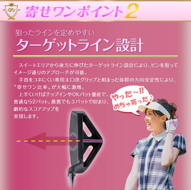 Dynagolf Dynamics Tour Chipper 33 inches Loft Angle 32 degrees Steel Shaft Large Diameter Grip Dynagolf Tour Chipper Lady Day White Pink Cute Women's