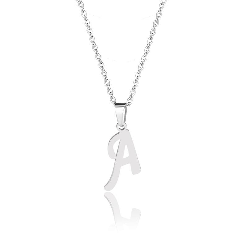 Simple English Letter Necklace Collarbone Chain Women Fashion Jewelry 26 Alphabet Pendant