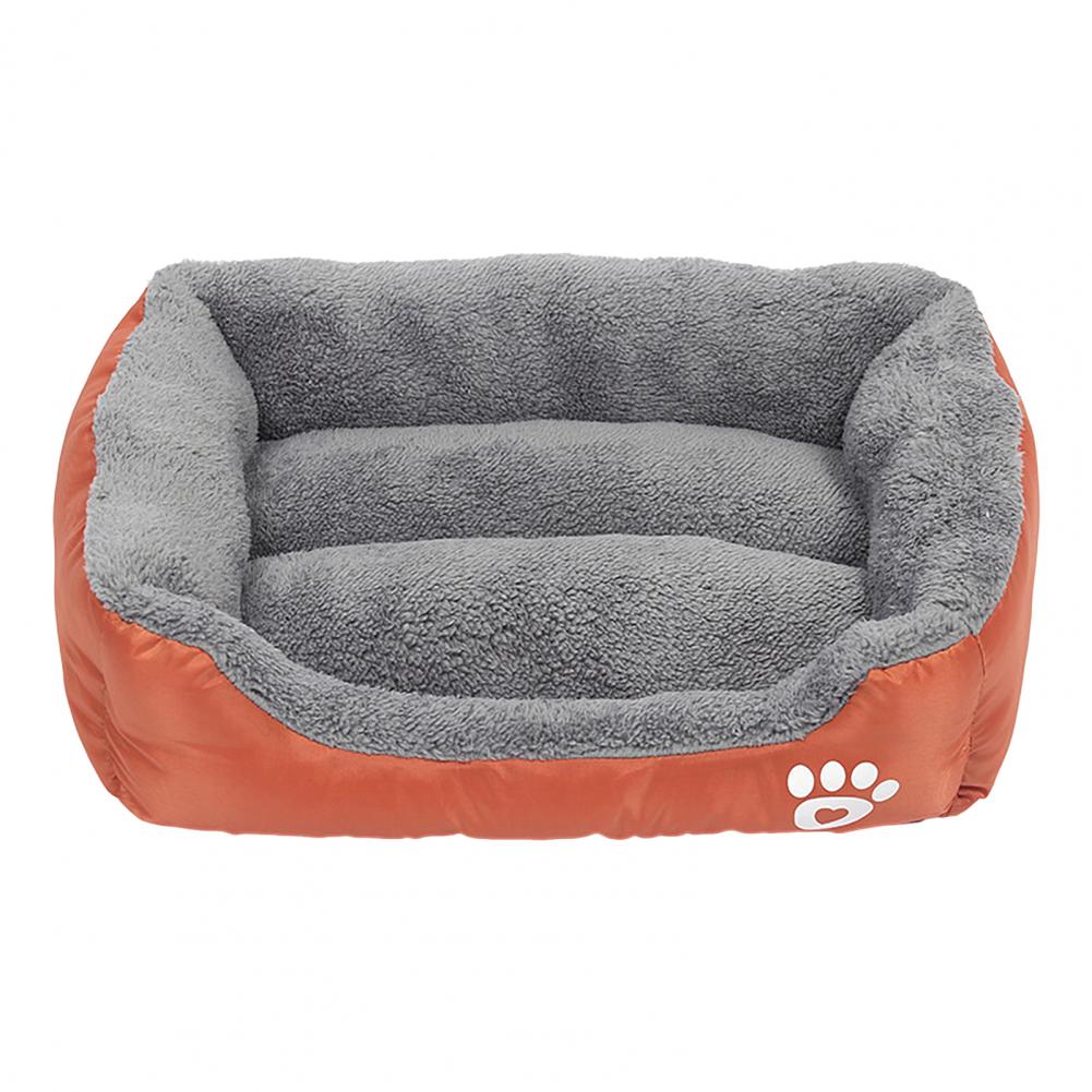 

Rectangle Fluffy Dog Bed Washable Plush Pet Bed with Bolster Neck Support Comfy Warm Puppy Bed for Indoor Cats Small Medium Dogs S помаранчевий