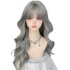 Air Bangs Grey Cosplay Wigs with Bangs Halloween Lolita Headband Wigs Long Curly Wave Hair  Girl