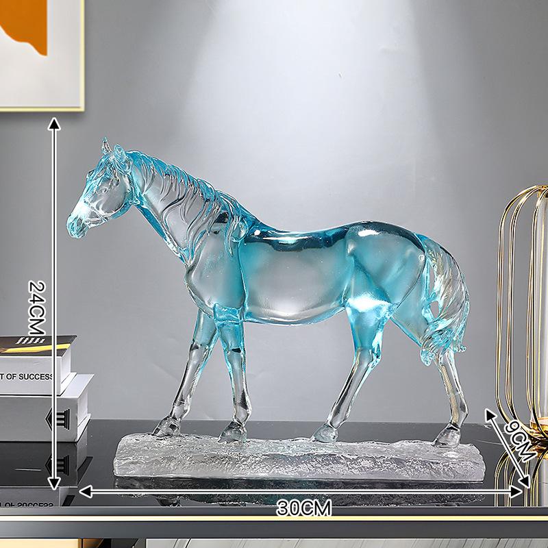 Resin Handicrafts Simulation Animal Sculpture Horse Ornament Transparent Colored Horse Decorative Figurines Home Decoration