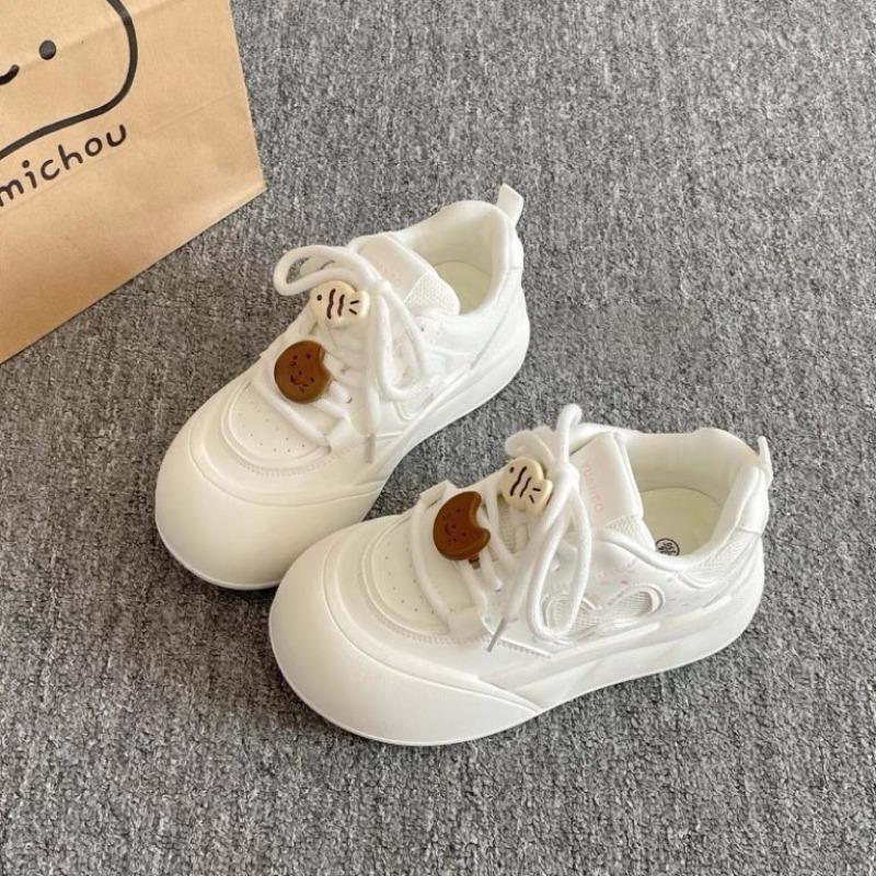 Summer mesh breathable board shoes women's new platform white shoes student niche leisure sports bread shoes
