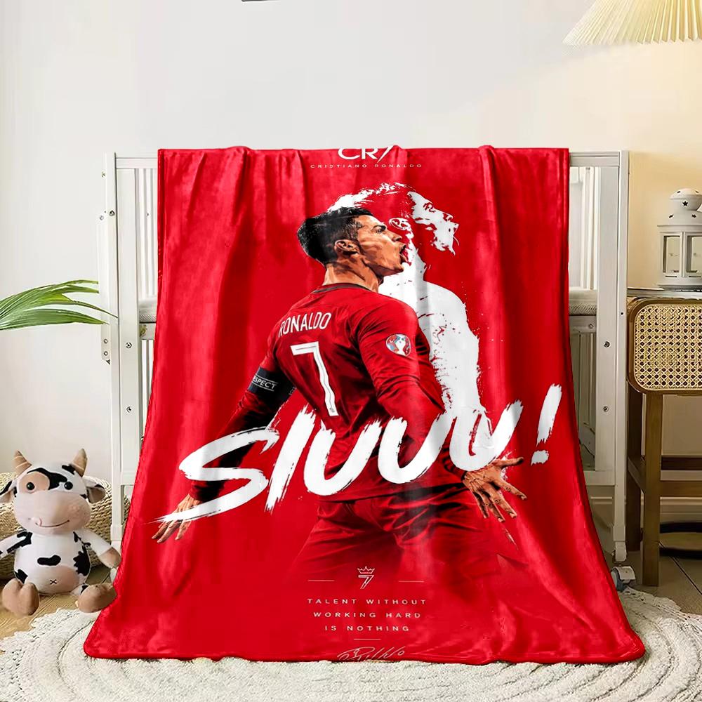 "Red CR7 Football Design Flannel blanket for bedroom living room sofa and nap"