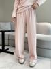 Women's Plus Size Fleece-Lined Ribbed Leggings for Autumn & Winter - Thickened Wide-Leg Casual Home Pants