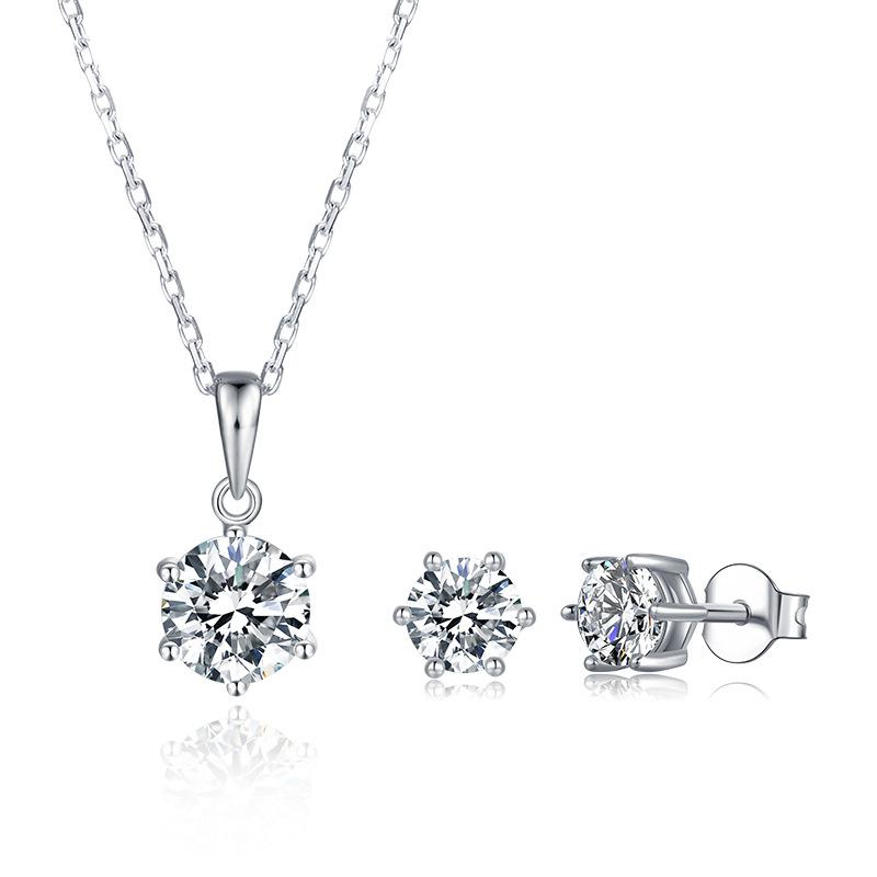 10K Gold Jewelry Set Classic Simple Earrings Moissanite Ring 9/14/18 K White Gold Rose Gold Necklace
