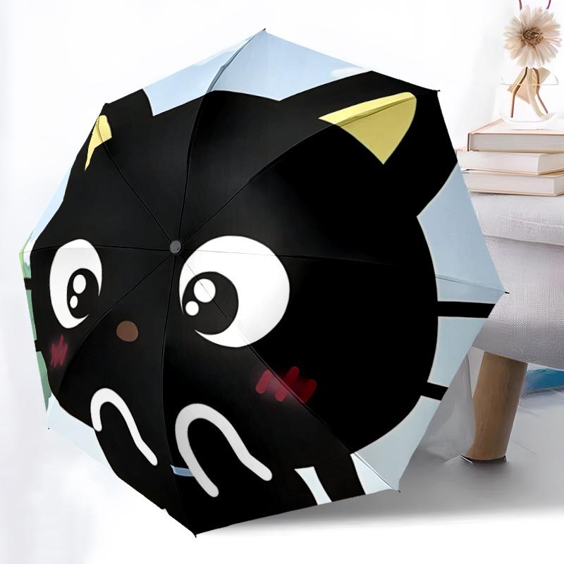 1pc Automatic Opening/Closing Umbrella with Cute Cat Print - Portable Folding Design, 8-Rib Iron Frame, Outdoor, Ideal Gift for Fans, Travelers, Daily