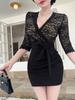 Lace Patchwork Slimming Bodycon Dress - Nightclub Ready