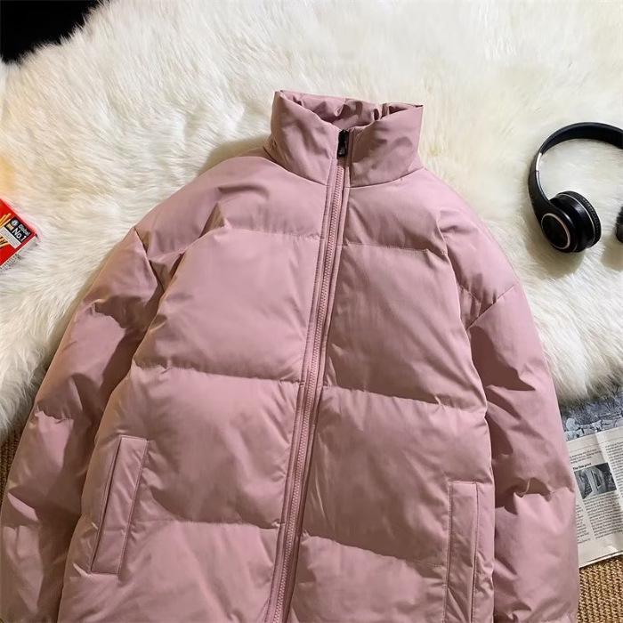 

Чоловіче модне бавовняне пальто в гонконзькому стилі: Стійка комір, Однотонний, Потовщений для осені/зими, Молодіжний дизайн, Пуховик для пари M