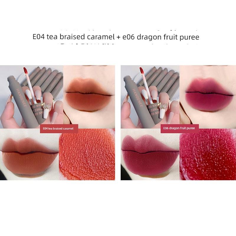 Fingertip Lip Lacquer Matte Finish Velvet Lip Mud Does Not Fade No Stain On Cup Niche Style Brand Student Plain Lipstick for Women