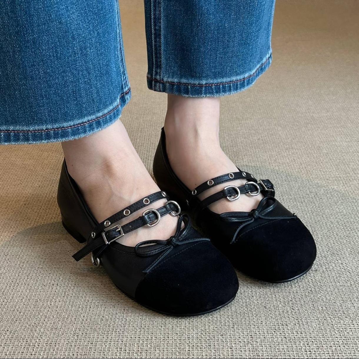 

Sheepskin version~ Soft leather Mary Jane shoes 2025 autumn and summer new small single shoes women s flat brown bow beanie shoes 40