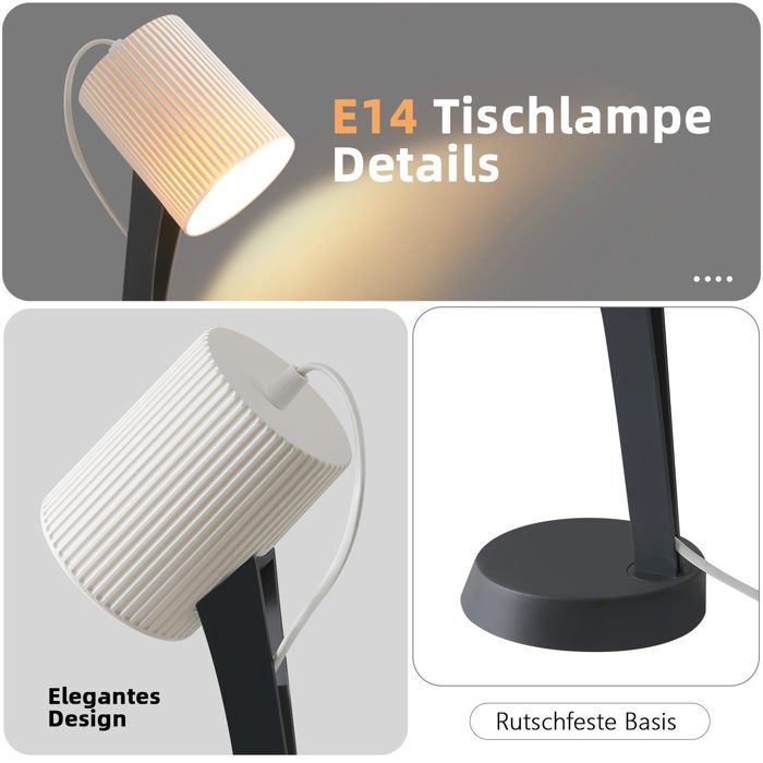 Lampe de table - NETTLIFE - Lot de 2 lampes E14 - Métal gris foncé - 37,4 cm - Style scandinave