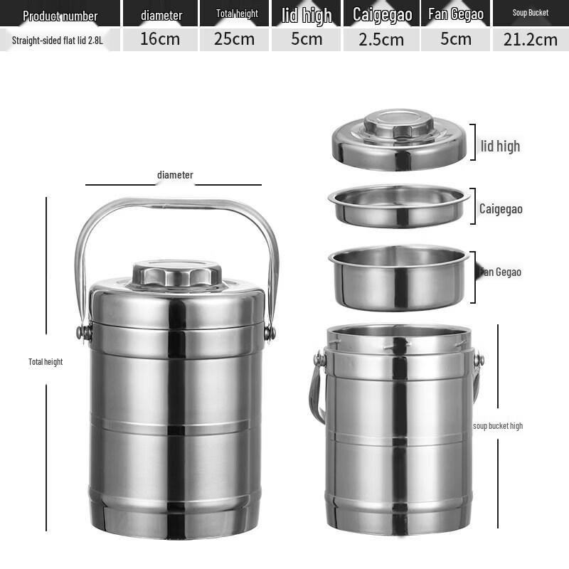Qiwei 304 Stainless Steel 2-Layer Insulated Food Carrier