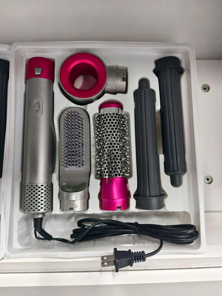5-in-1 Rotating Hot Air Brush & Curling Iron - Multi-functional, No-Damage Big Wave Hair Dryer