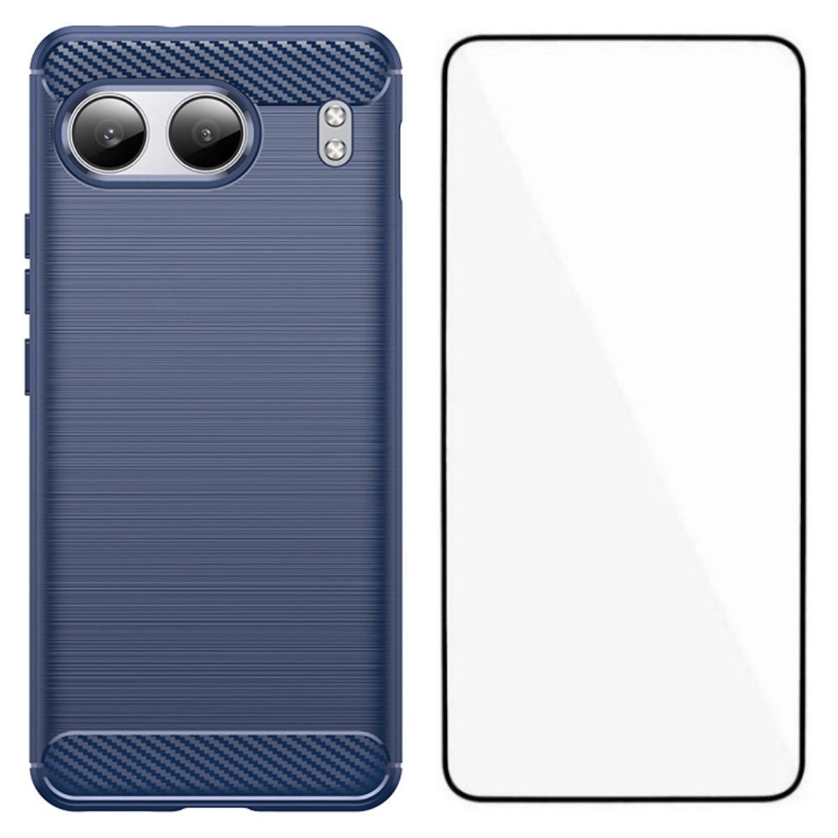 

Чехол для OnePlus Nord 4 с закаленным стеклом WANLONFENG LS Series с текстурой шлифовки, ТПУ чехол для телефона Blue