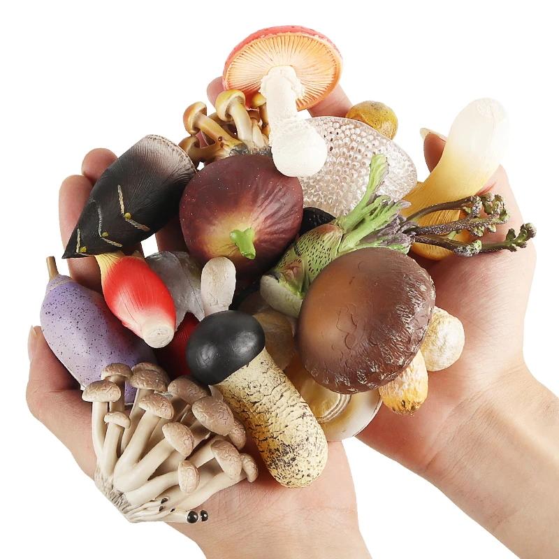Oenux Pretend Play Toy Cute Fruits Vegetables Mushroom Model Cake Toppers Foods Jouet Family Fun Early Education For Kids Gift
