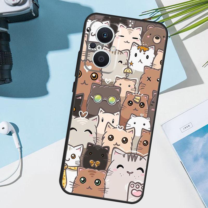 Funny cute cats Cover For OPPO Reno 13 F 10 11 12 14 Pro 11F 12F 14F 7 8 Lite OPPO Find X9 X8 X5 X6 Pro Case