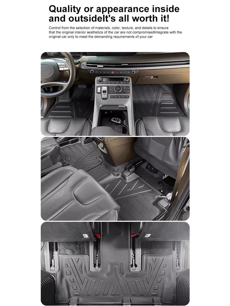 Hyundai Palisade 2020-2026 TPE Waterproof Wear-Resistant Eco-Friendly Floor Mats