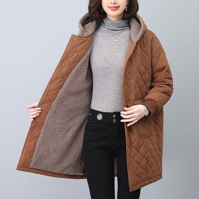 Winter Women's Large Size Mid-length Cotton Coat Loose Thick Warm Cotton Coat