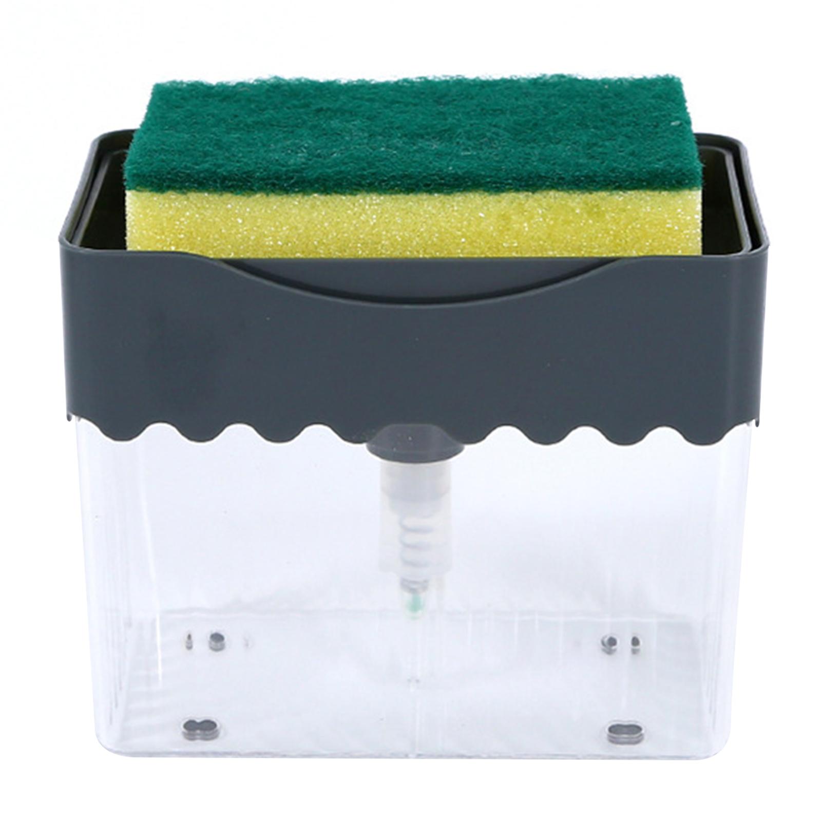 

Дозатор для кухонного мыла, ручной пресс 2 в 1, коробка для жидкого мыла с держателем для губки, контейнер для жидкости для мытья посуды серый