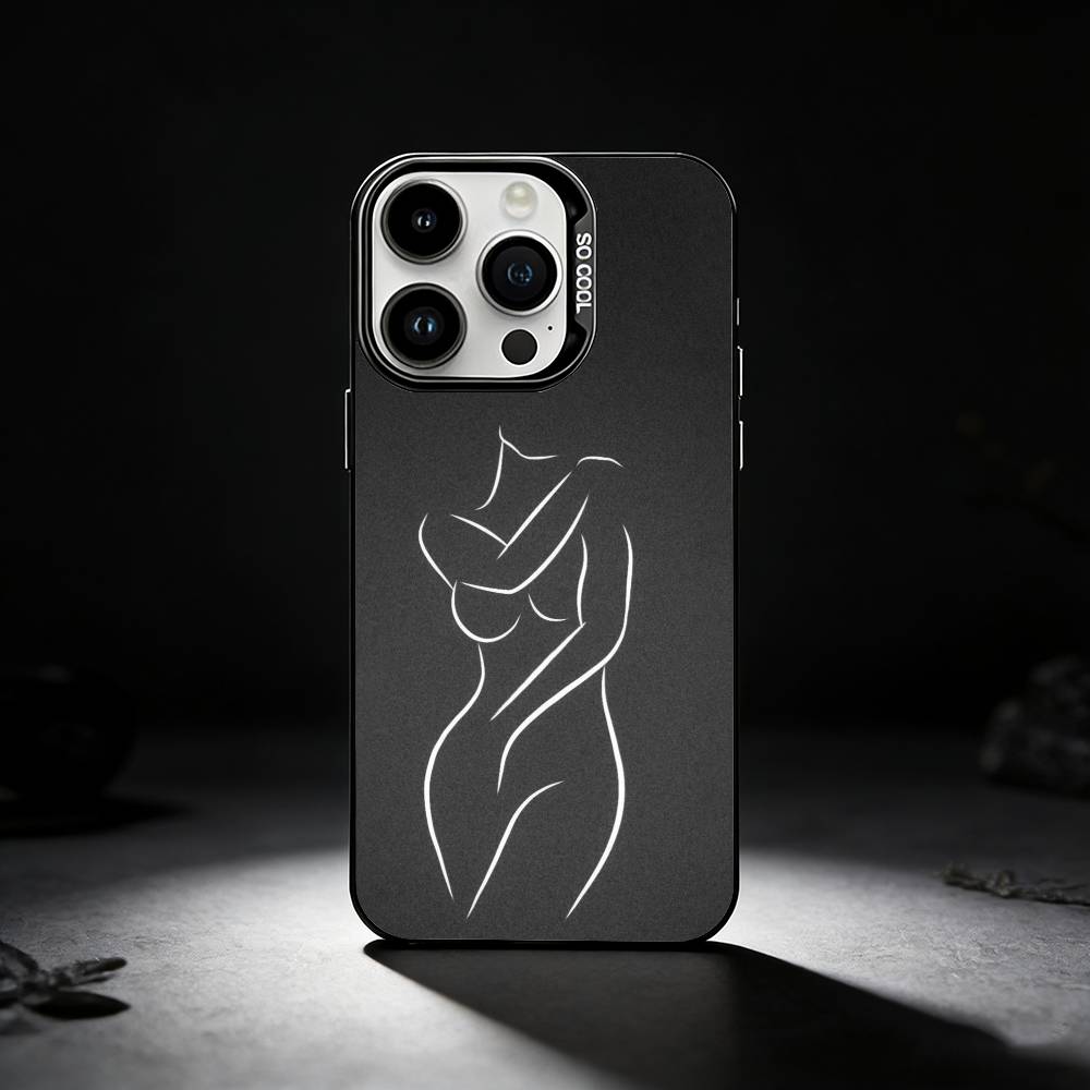 Sexy Body curve Art Phone Case For iPhone 17,16,15,14,13,12,11 Plus,Pro Max,XS,Colored silver phone case