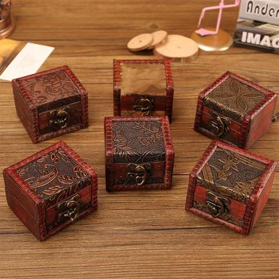 Chinese Style Wood Storage Box Retro Ring Packing Jewelry Box Accessories Organizer Brown Treasure Box Desktop Ornament