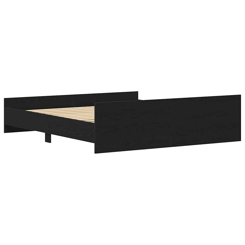 Bed Frame without Mattress Black Oak Finish 180 x 200 cm Engineered Wood