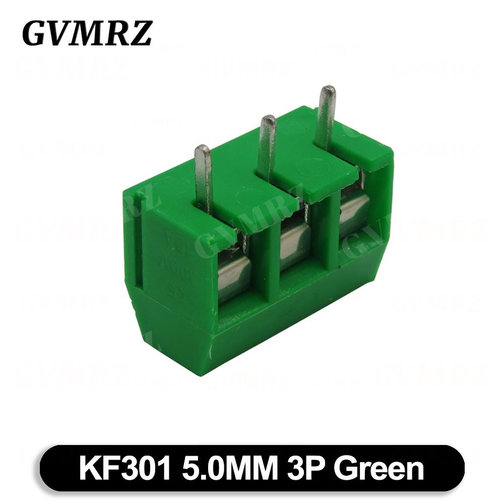 10PCS PCB Terminal Block Connector Pitch 5.0mm KF301 Straight Pin 2P 3P Screw PCB Terminal Blocks Connector Blue Black Green