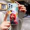 Cartoon Characters Phone Case Metallic Lacquer Tempered Glass Shockproof Cover for Huawei Honor iPhone OPPO Realme OnePlus Xiaomi Redmi Samsung Vivo