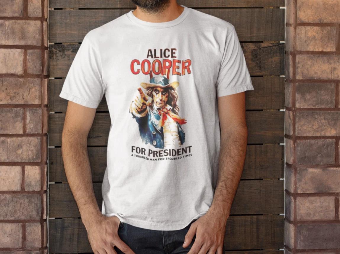 Alice Cooper for Presidente cotton T-Shirt - glam rock heavy metal fans gift S
