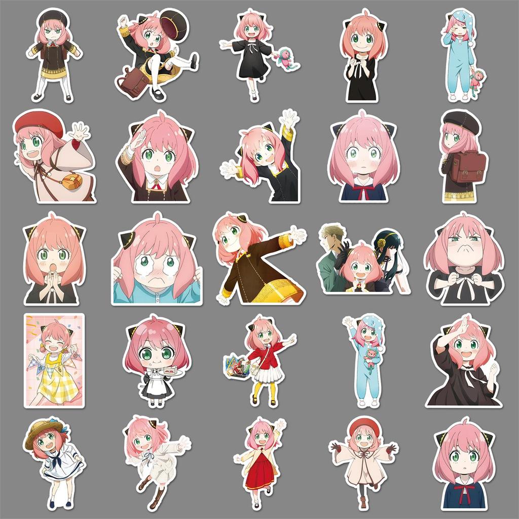 50 Cute Anya Stickers - Spy x Family Anime for Personalizing Notebooks, Phones, and DIY Projects