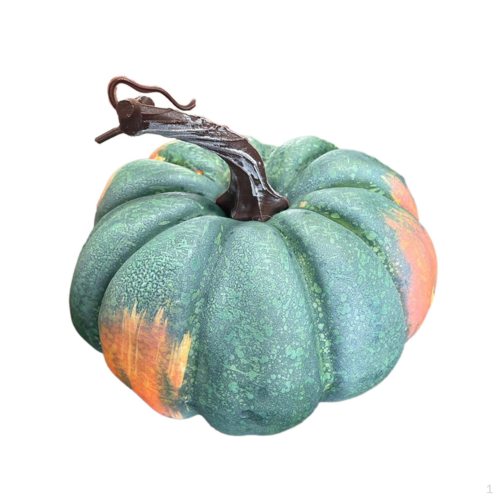 

Artificial Foam Pumpkin Faux Autumn Harvest Decorative for Table Centerpiece Flat Green