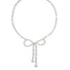 Korean Version Of Light Luxury Super Flash Full Diamond Bow Necklace, Fashionable Temperament Versatile Fairy Short Neck Chain Collarbone Chain Woman