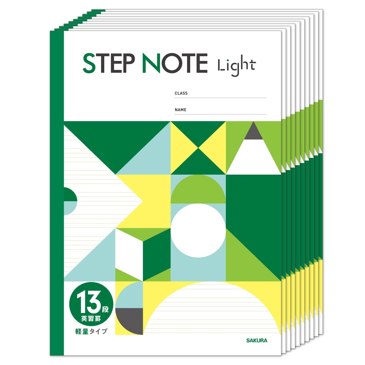 

Sakura Study Notebook Step Note Light B5 Lightweight English Study Lined 13 Columns Green Set of 10 Cray-Pas NL192(10)