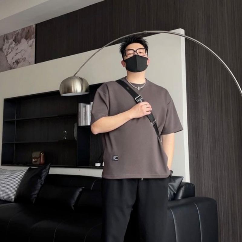 Men's Everyday Wear Solid Color Loose Fit Crew Neck Short Sleeve Cotton T Shirt